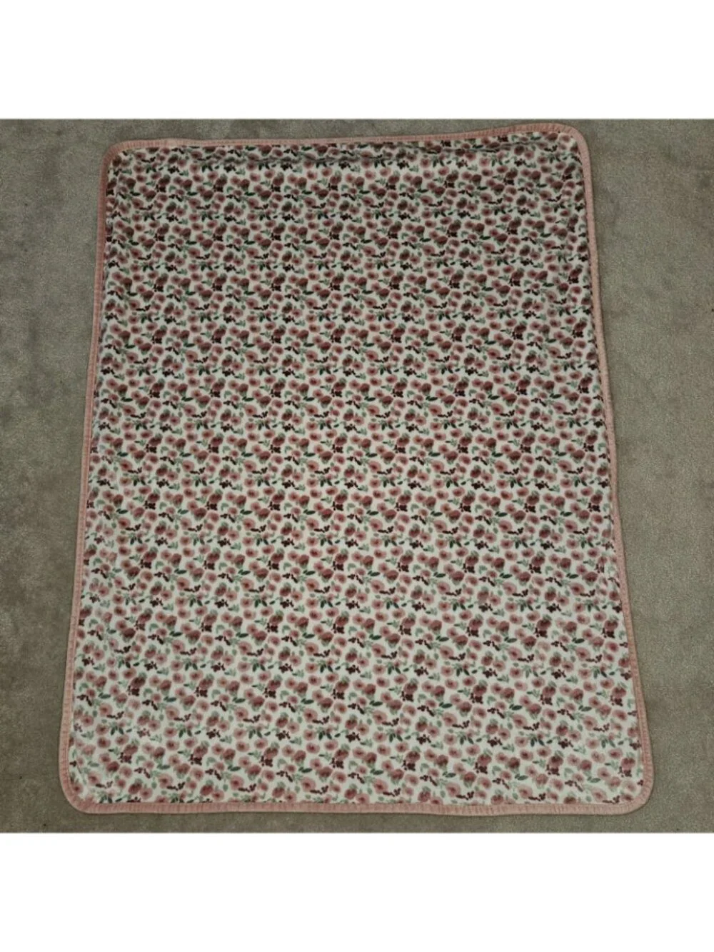 Modern Baby Gerber Fleece Baby Blanket Reversible Pink Green White Floral Stripe